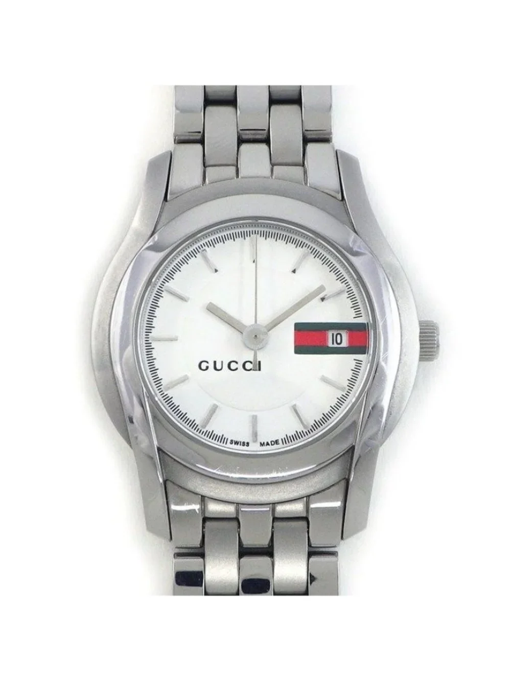 Gucci Watch Class Sherry Line White Dial Date SS Quartz Analog